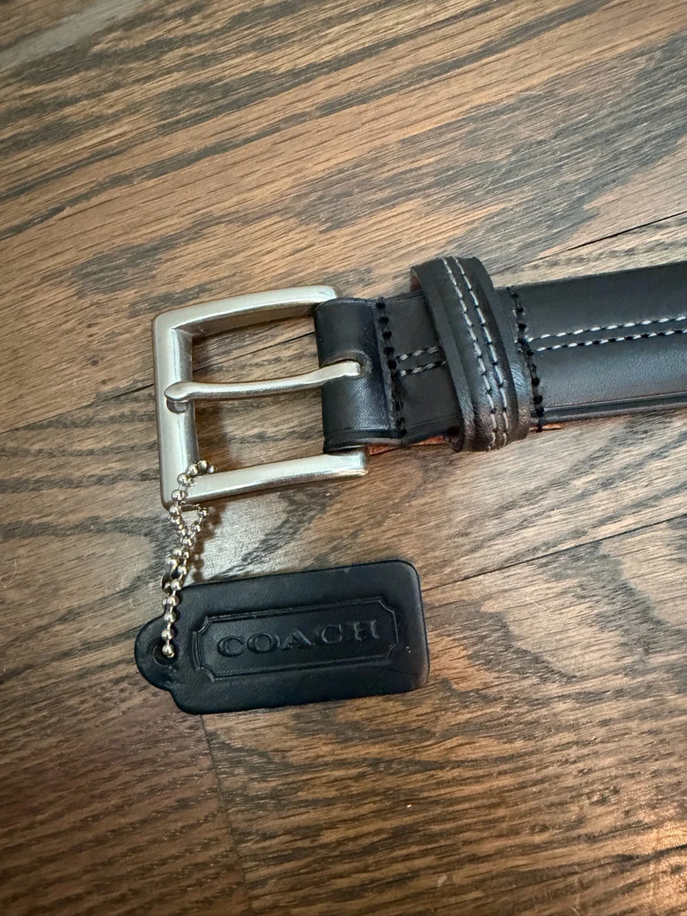 Coach Men’s Black Leather Dress Belt Silver Buckle Italy Size 38” 95cm